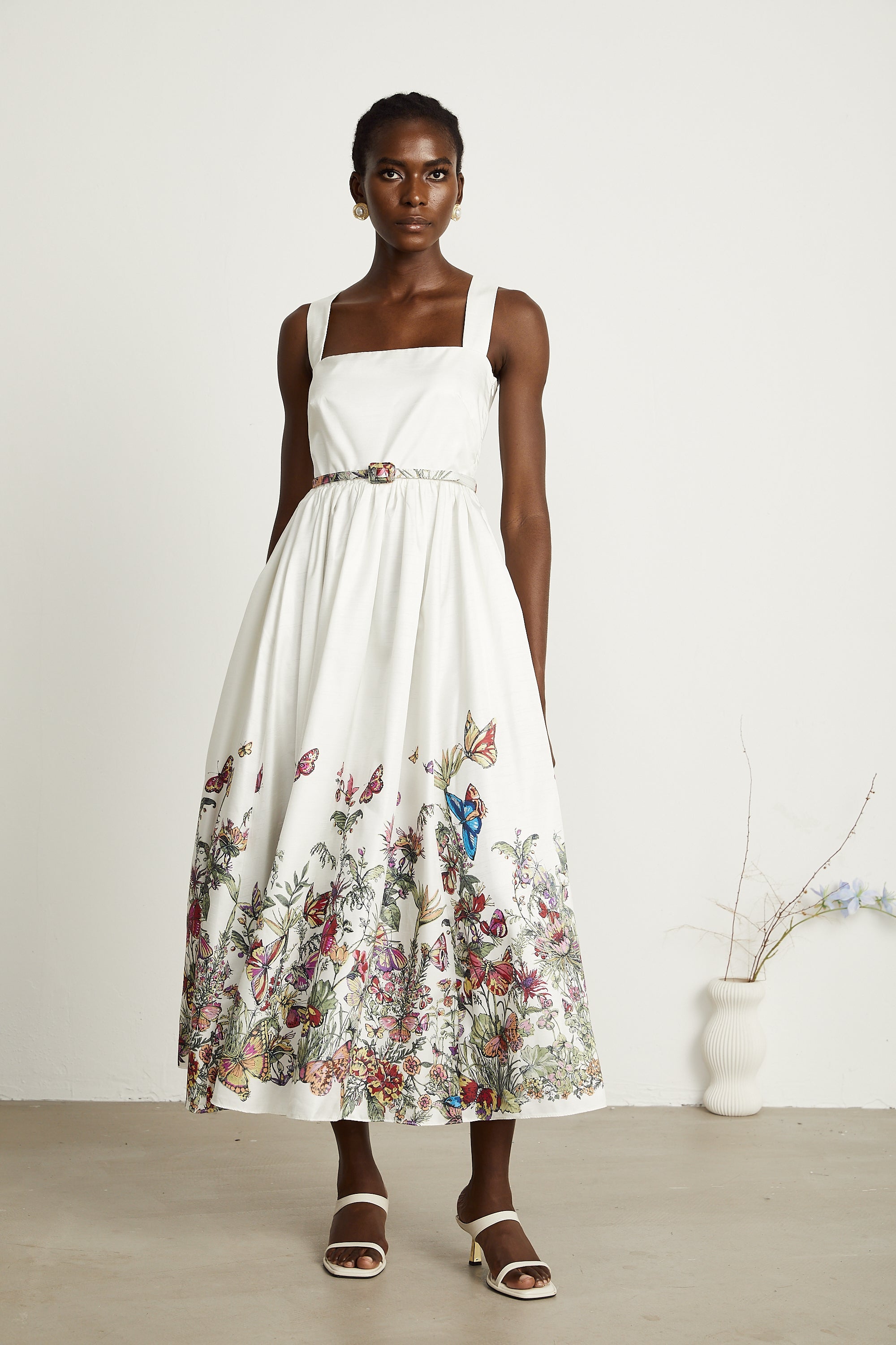 Isabeau kelebek midi elbise