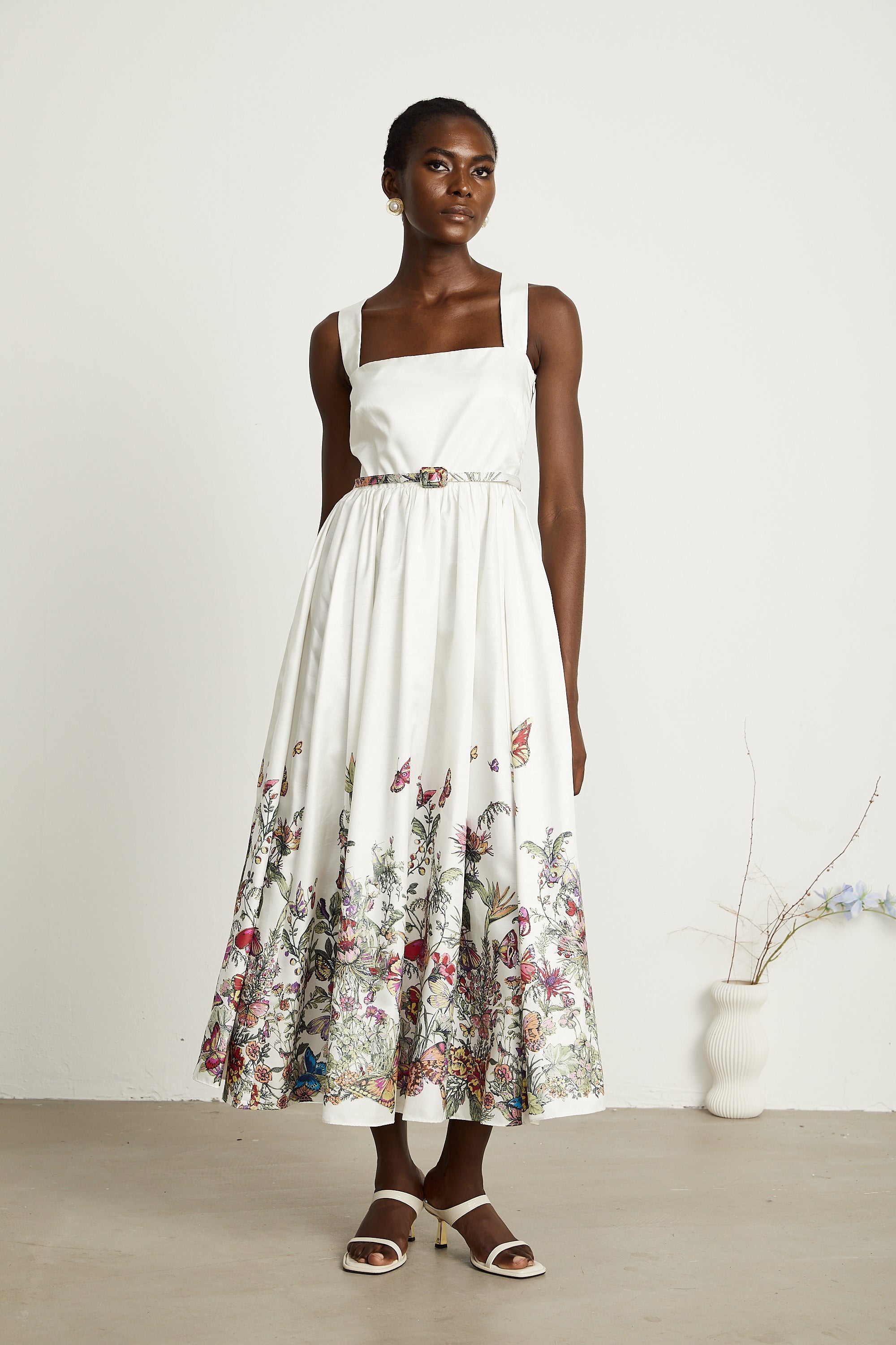 Isabeau kelebek midi elbise