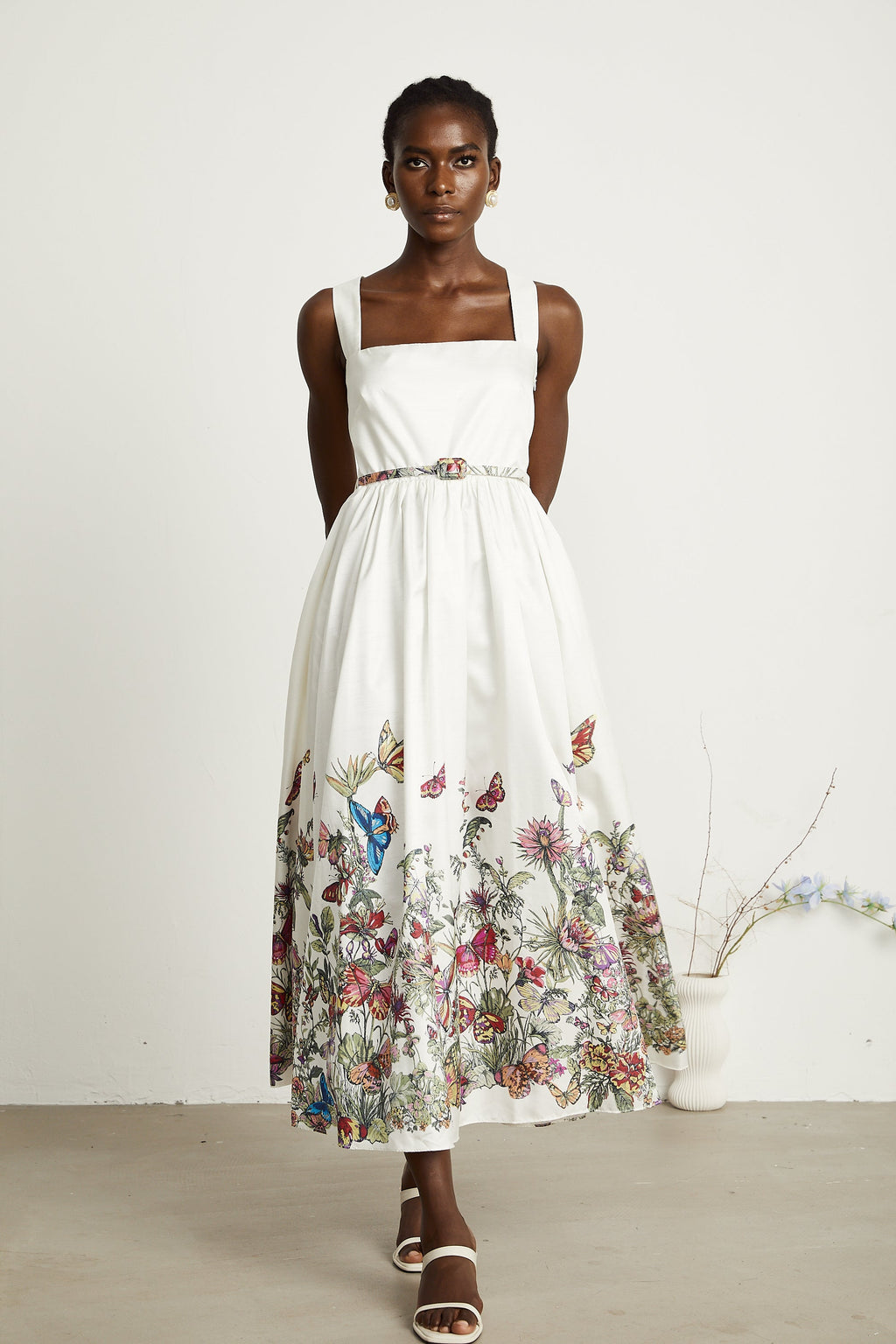 Isabeau kelebek midi elbise