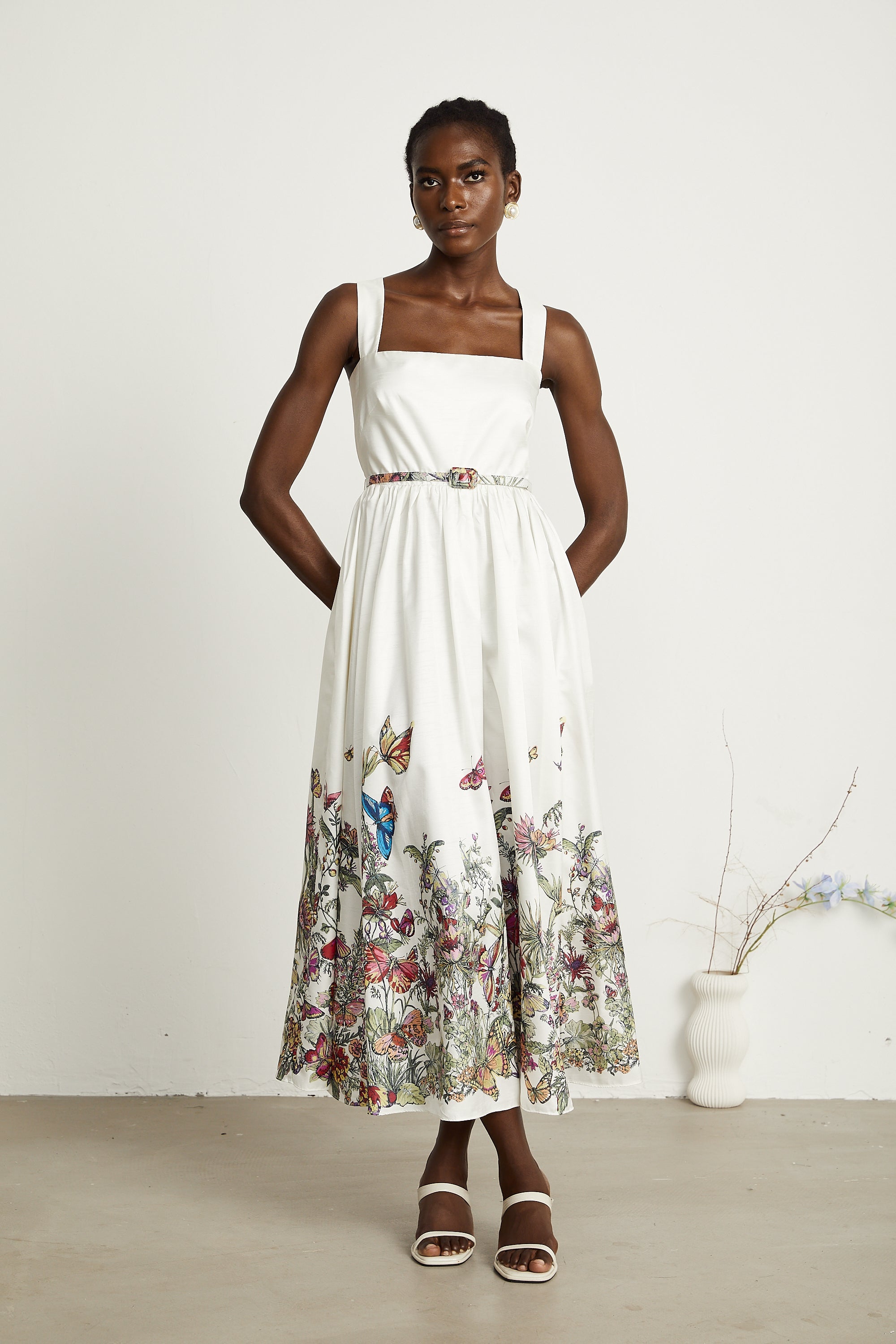 Isabeau kelebek midi elbise