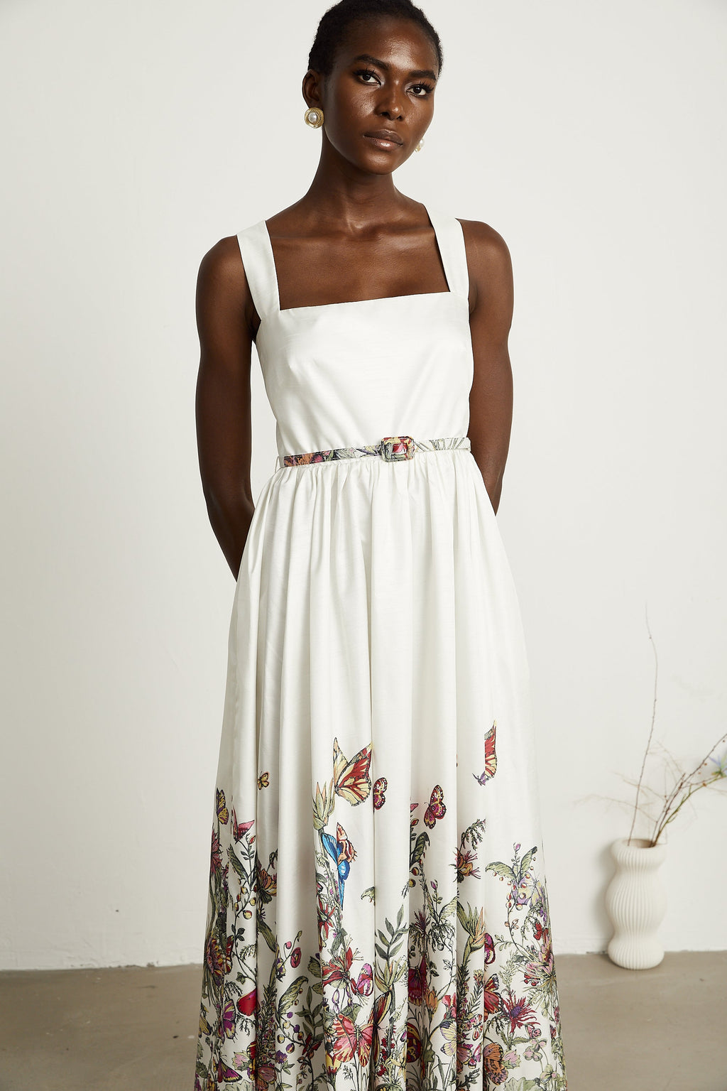 Isabeau kelebek midi elbise