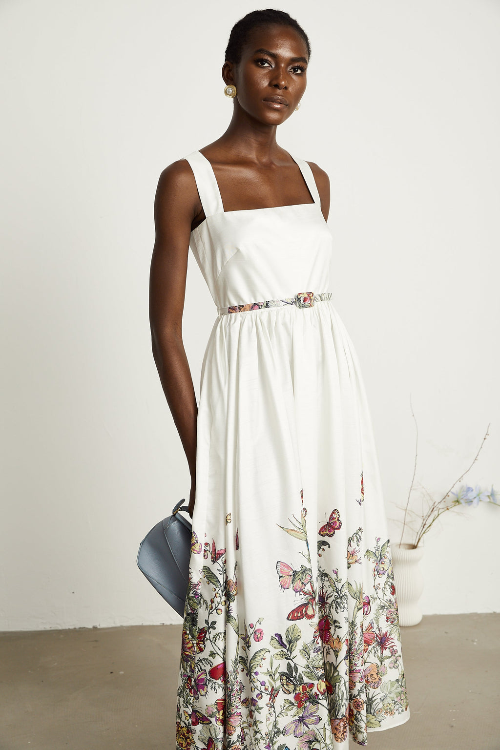 Isabeau kelebek midi elbise