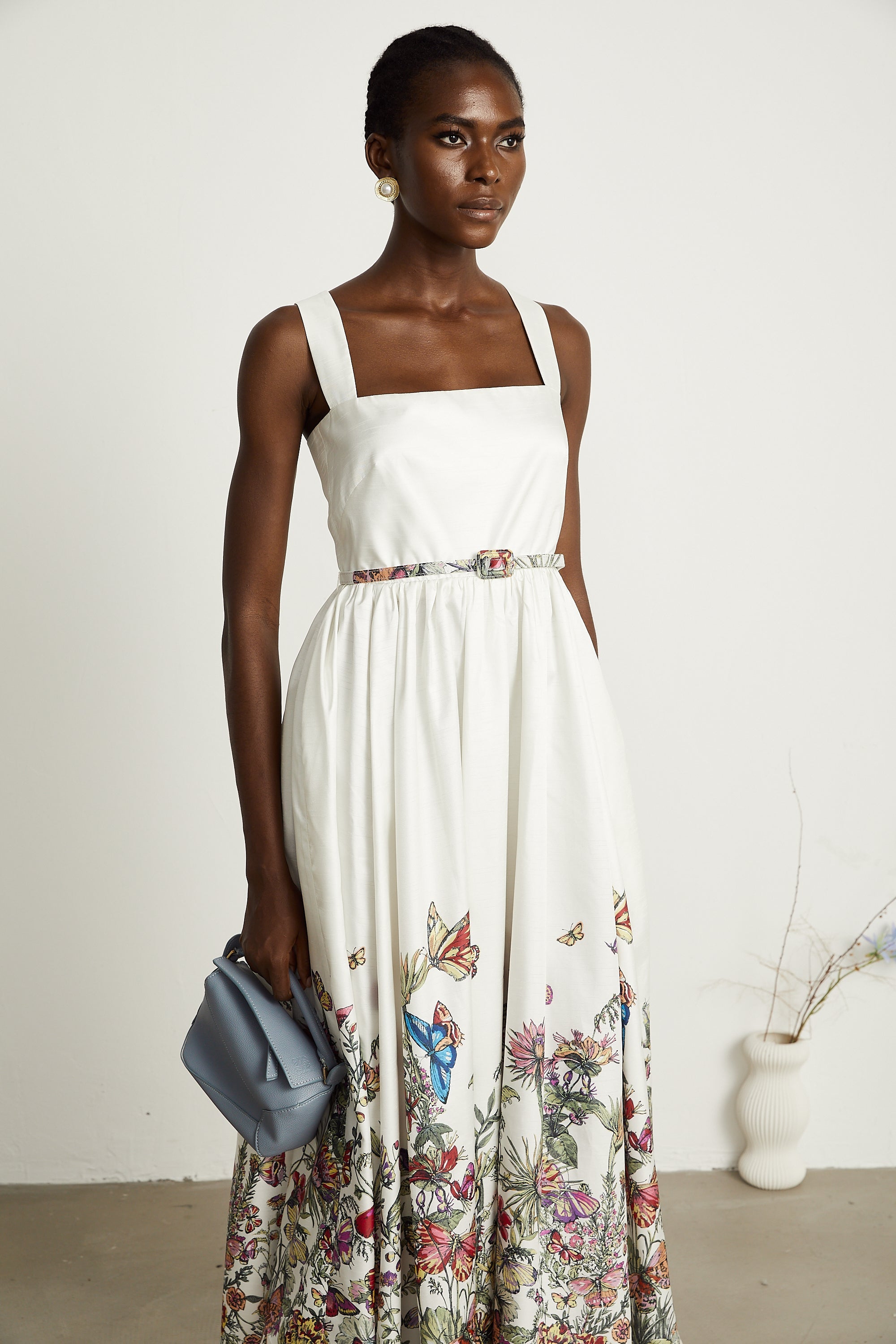 Isabeau kelebek midi elbise