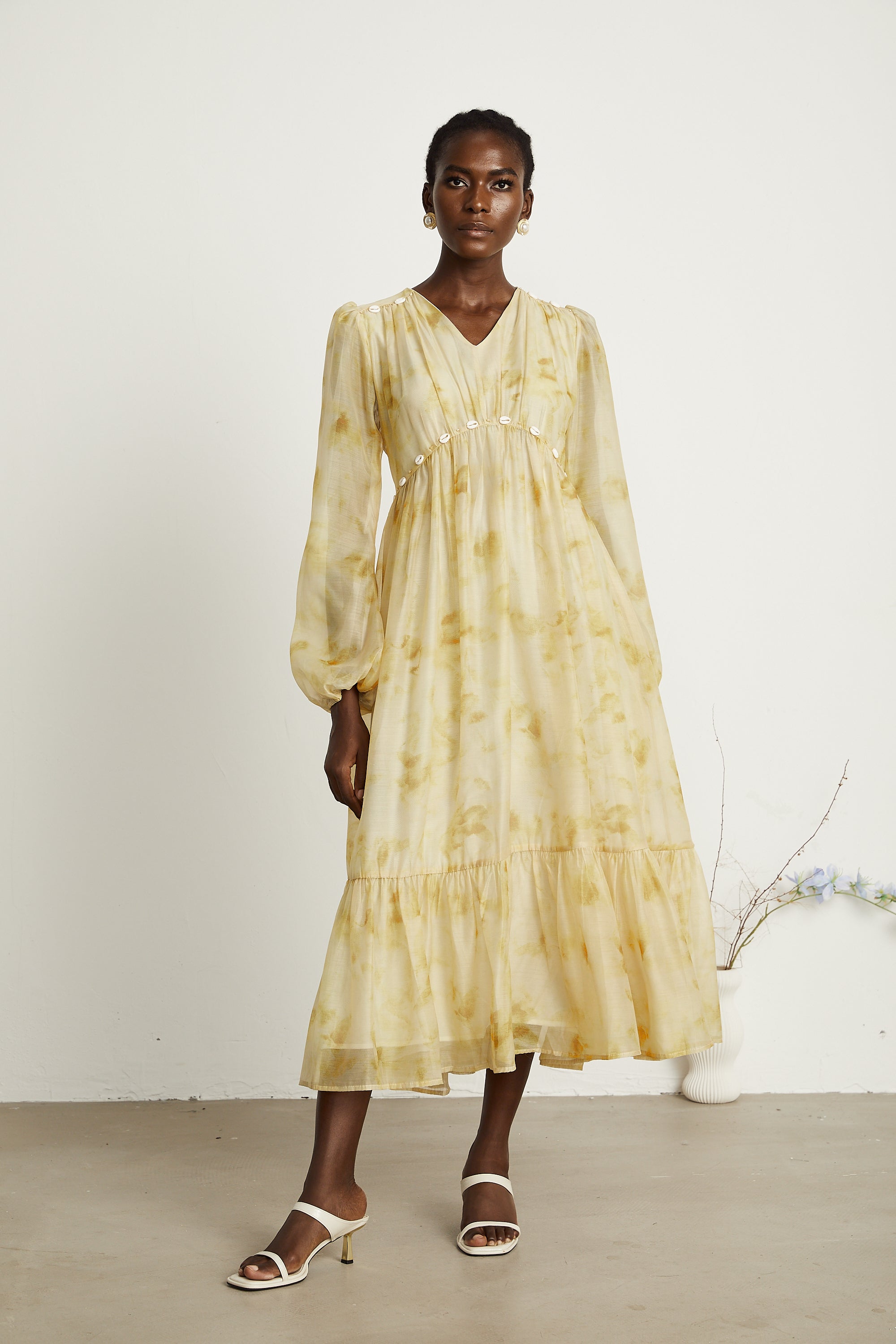 Vanessa shell midi elbise