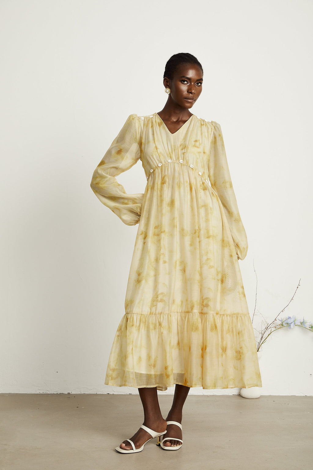 Vanessa shell midi elbise