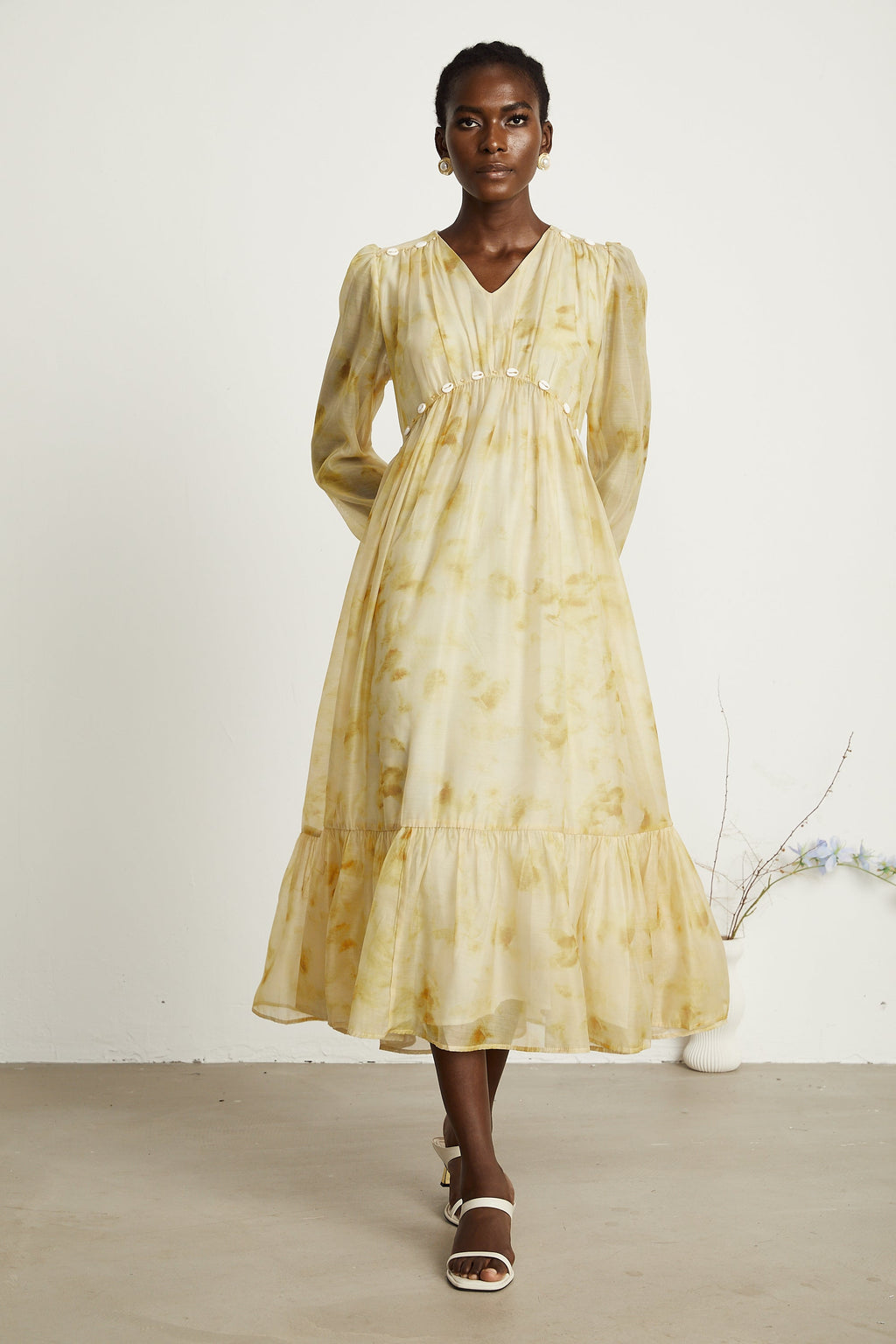 Vanessa shell midi elbise