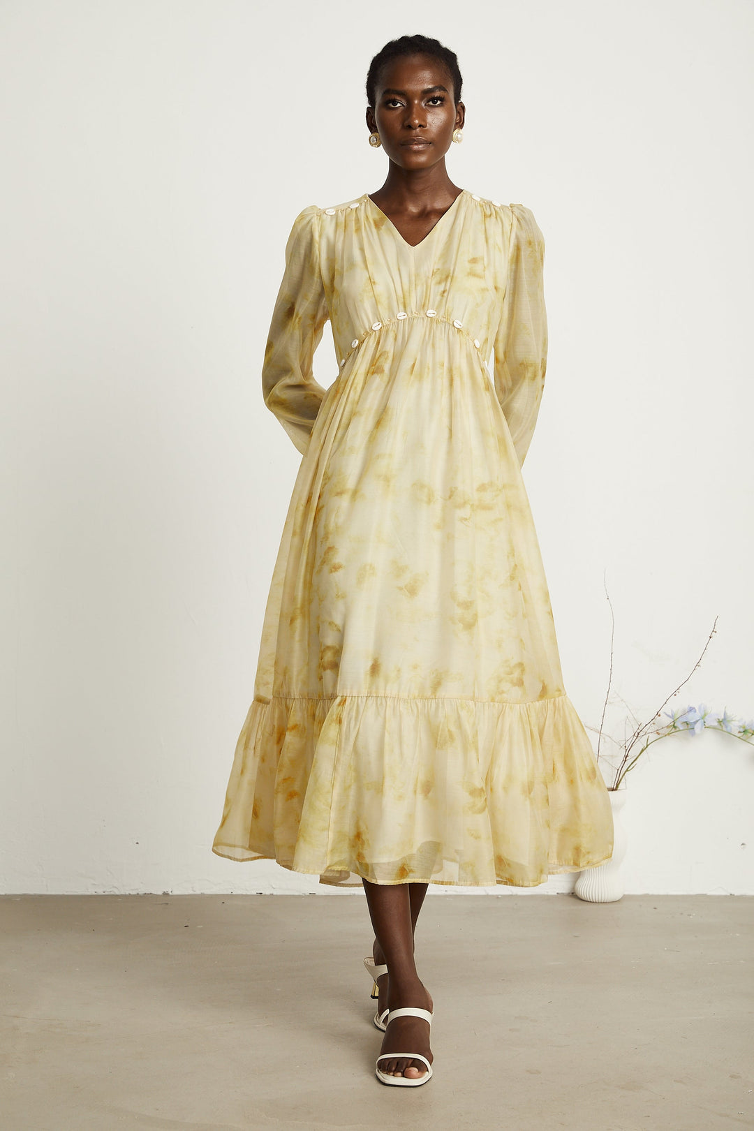 Vanessa shell midi elbise