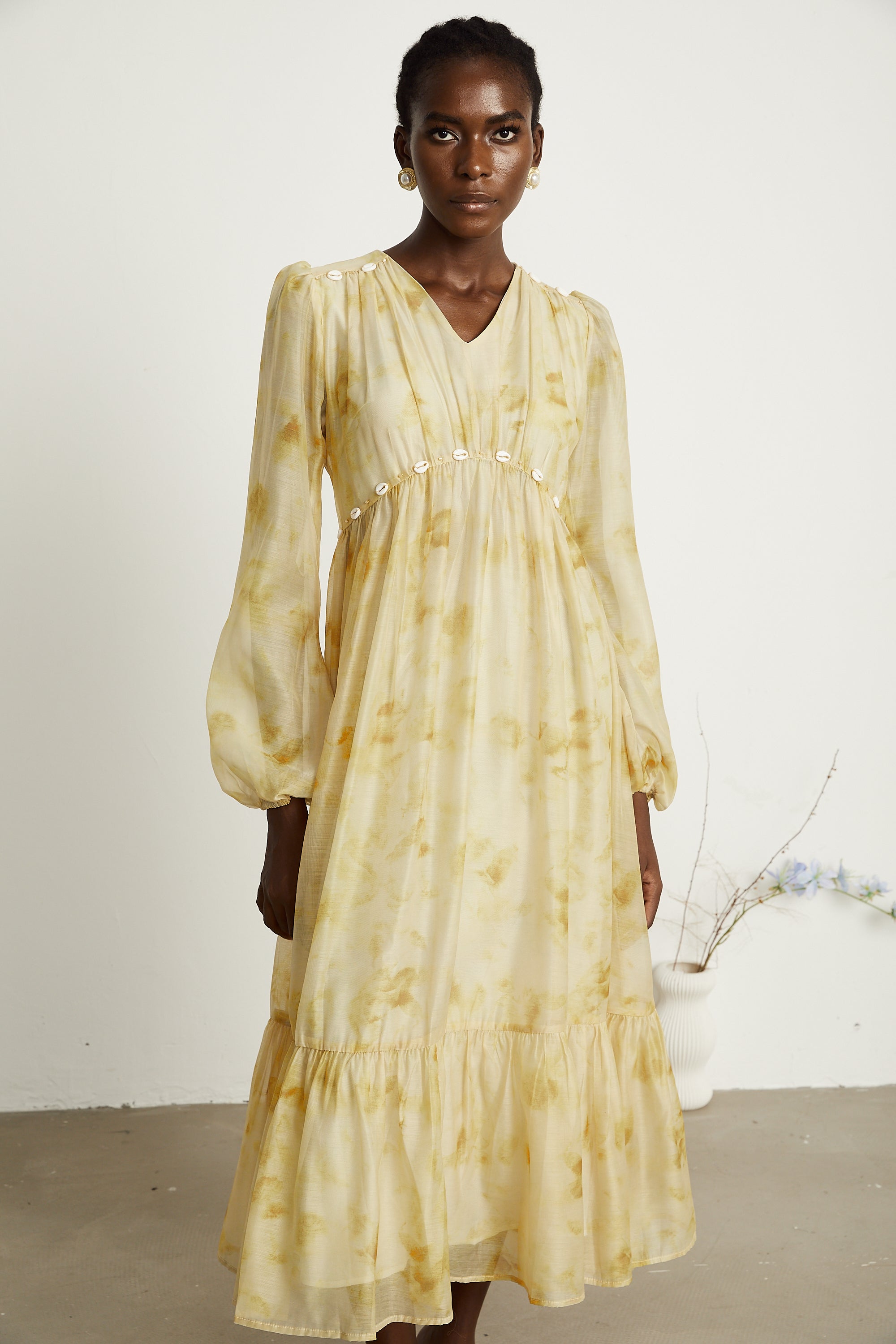 Vanessa shell midi elbise