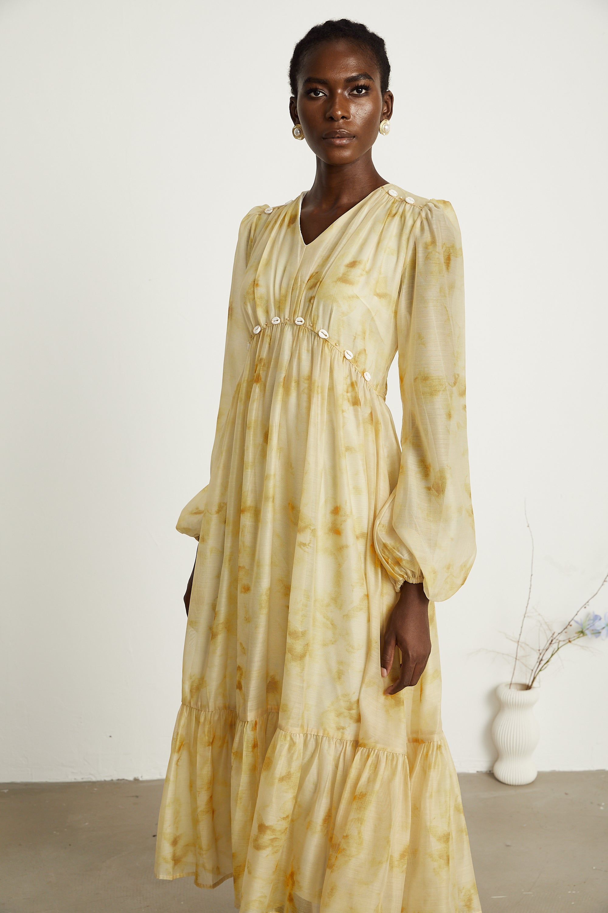 Vanessa shell midi elbise