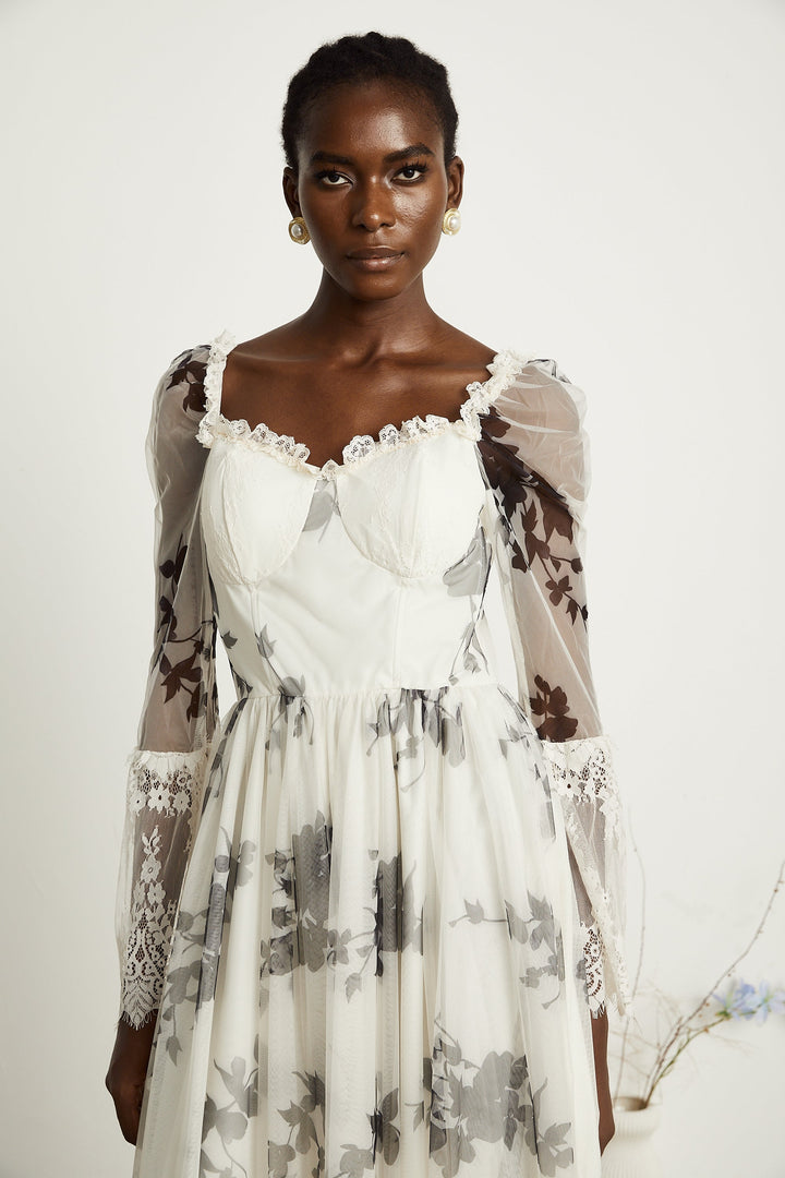 Théa dantel maksi elbise