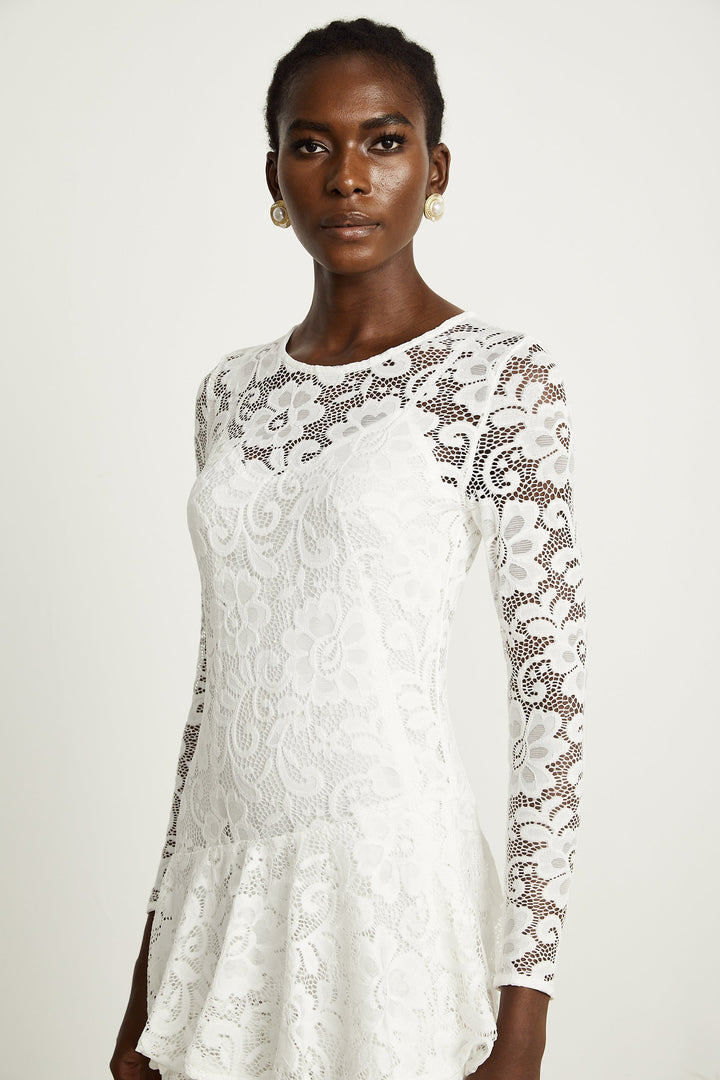 Liana dantel midi elbise
