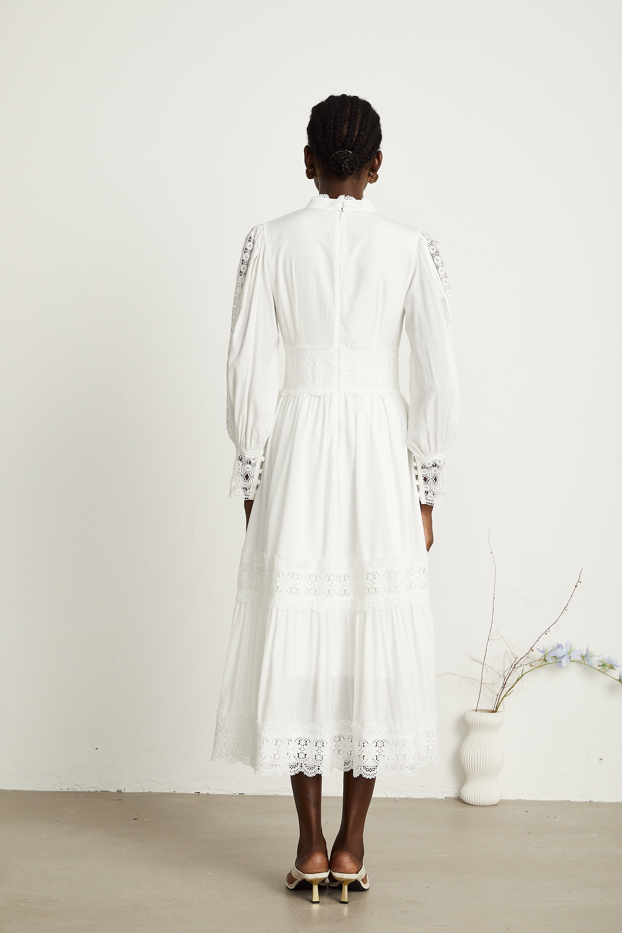 Severine dantel midi elbise