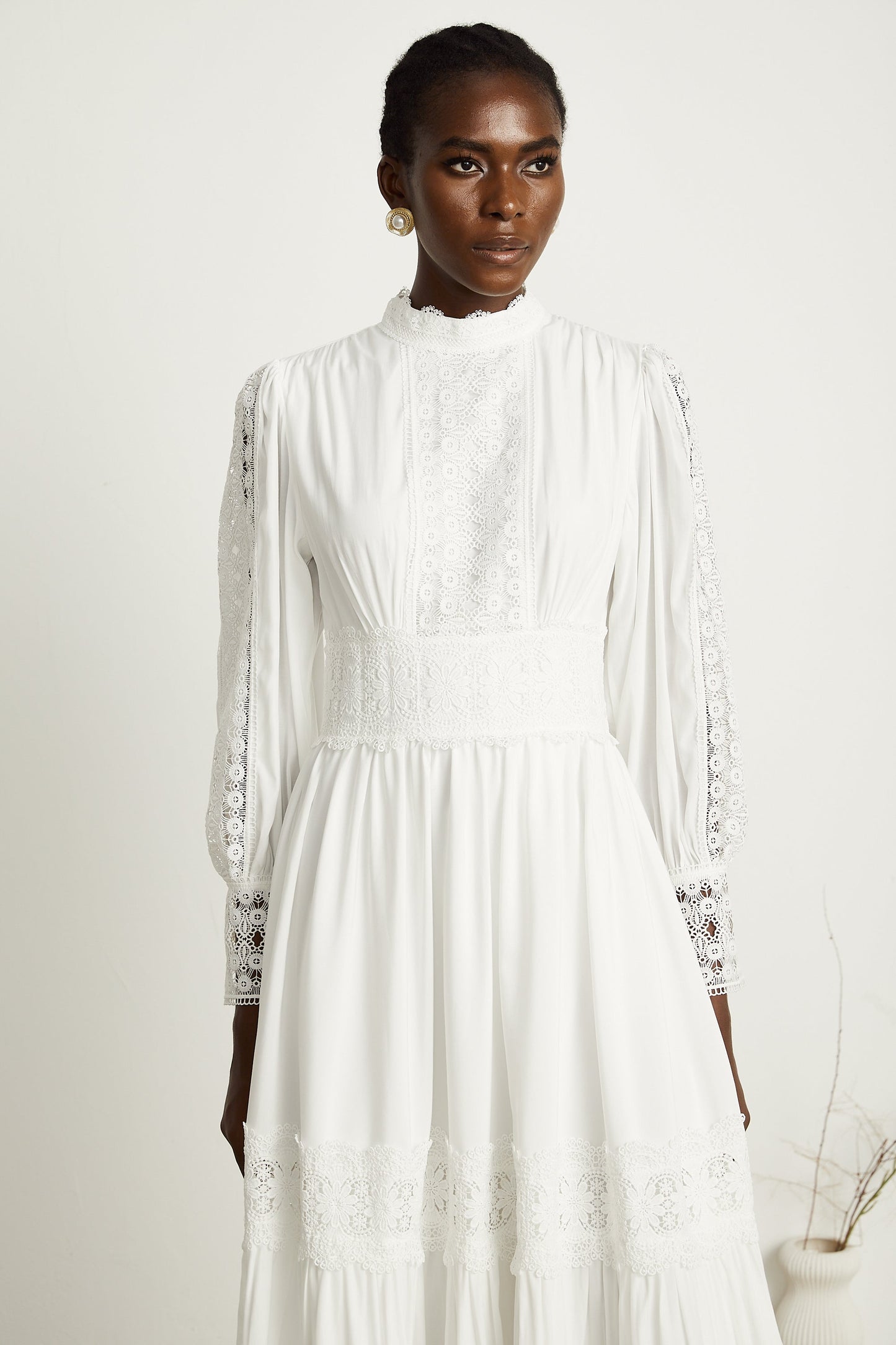 Severine dantel midi elbise