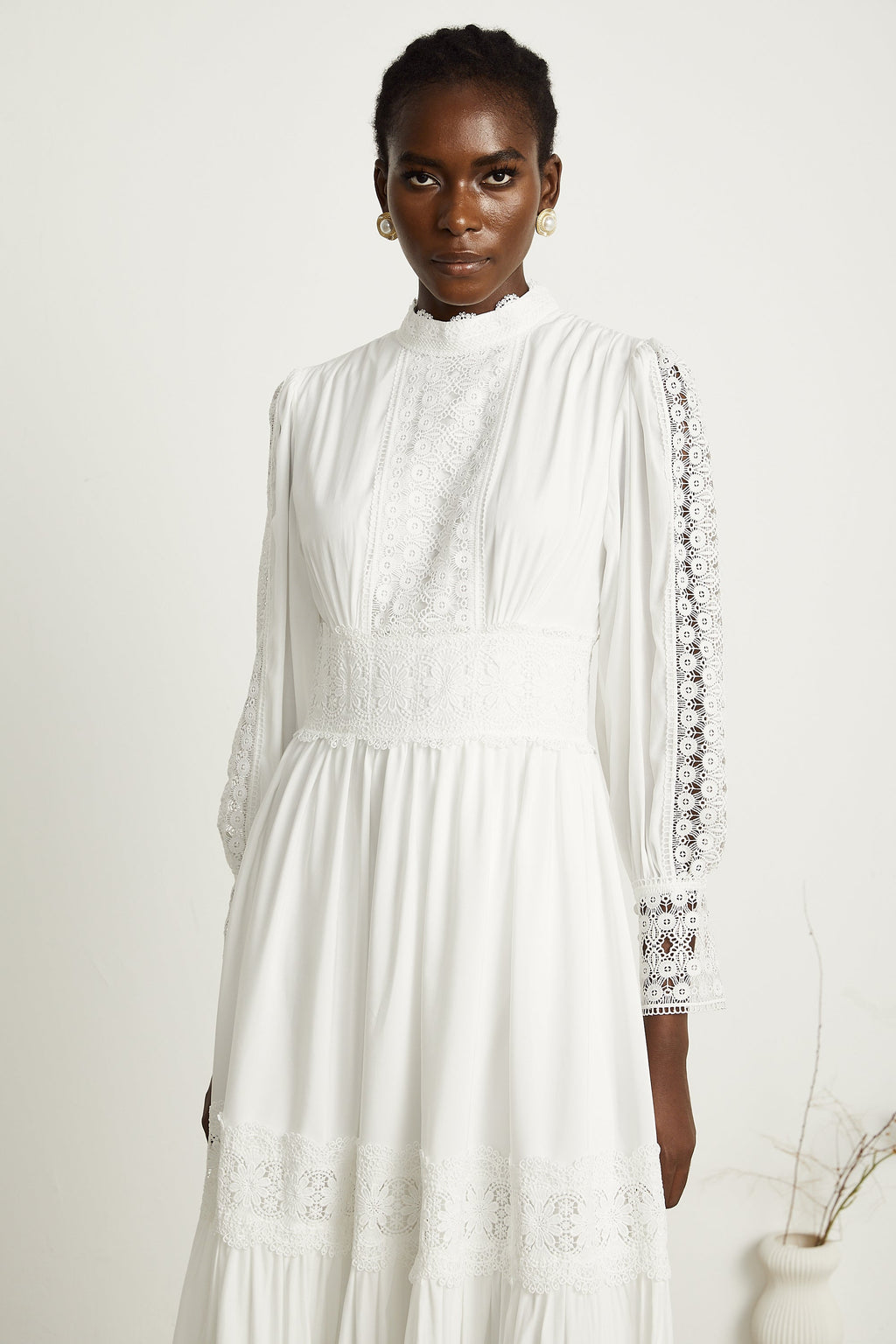 Severine dantel midi elbise