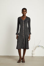 Ophélie metalik midi elbise