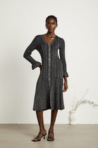 Ophélie metalik midi elbise