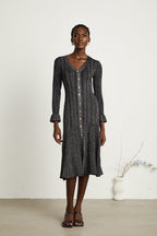 Ophélie metalik midi elbise