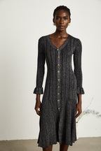 Ophélie metalik midi elbise