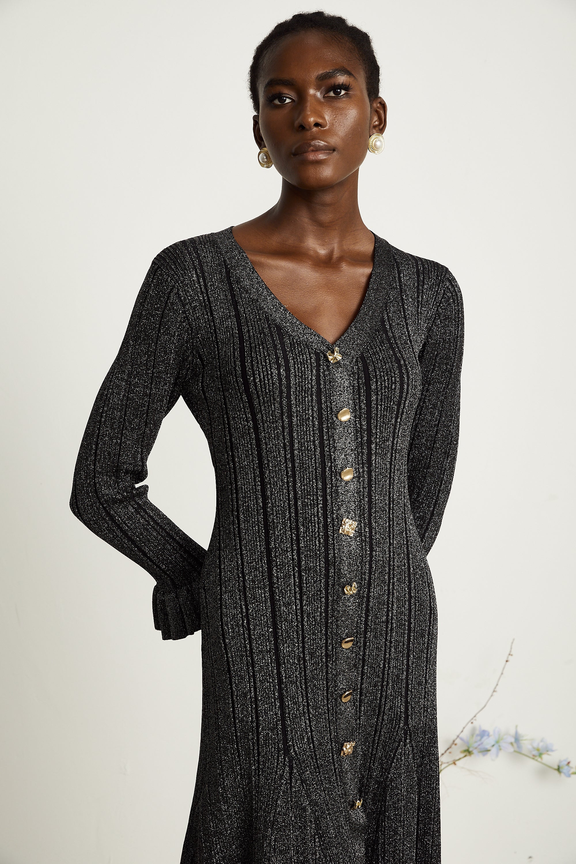 Ophélie metalik midi elbise