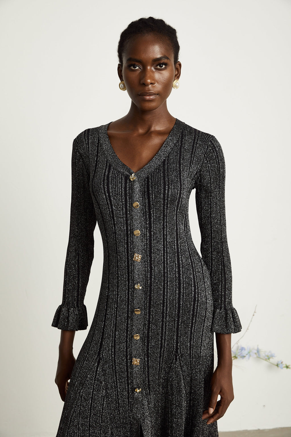 Ophélie metalik midi elbise