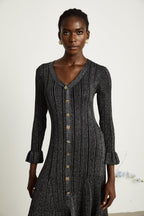 Ophélie metalik midi elbise