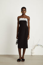 Géraldine dantel midi elbise