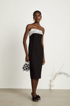 Géraldine dantel midi elbise