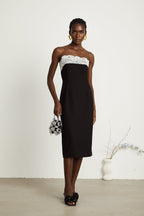 Géraldine dantel midi elbise