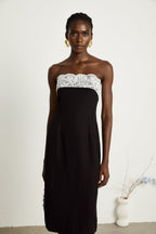 Géraldine dantel midi elbise