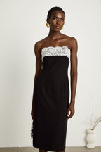 Géraldine dantel midi elbise