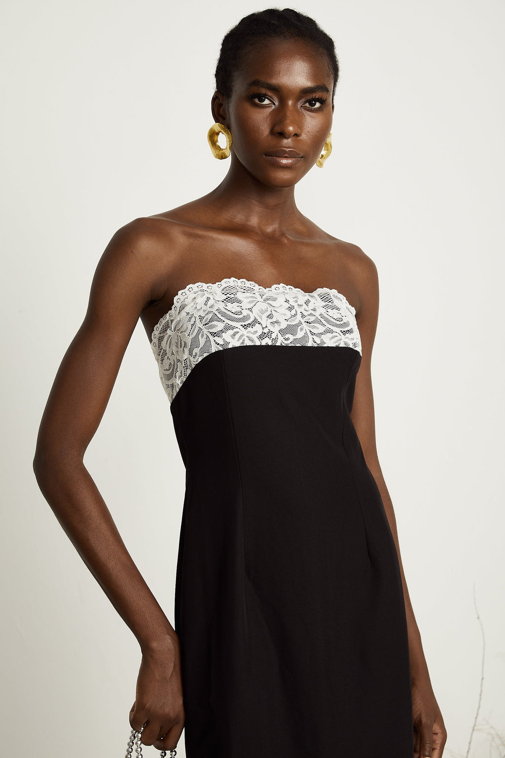 Géraldine dantel midi elbise