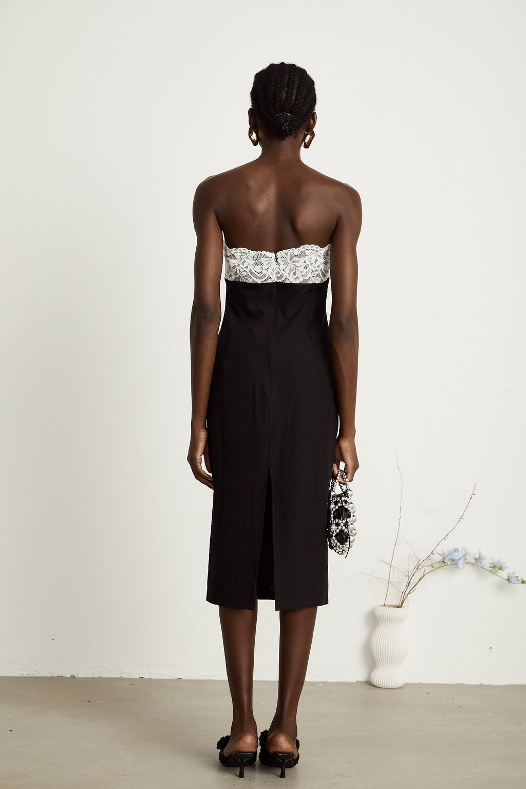 Géraldine dantel midi elbise