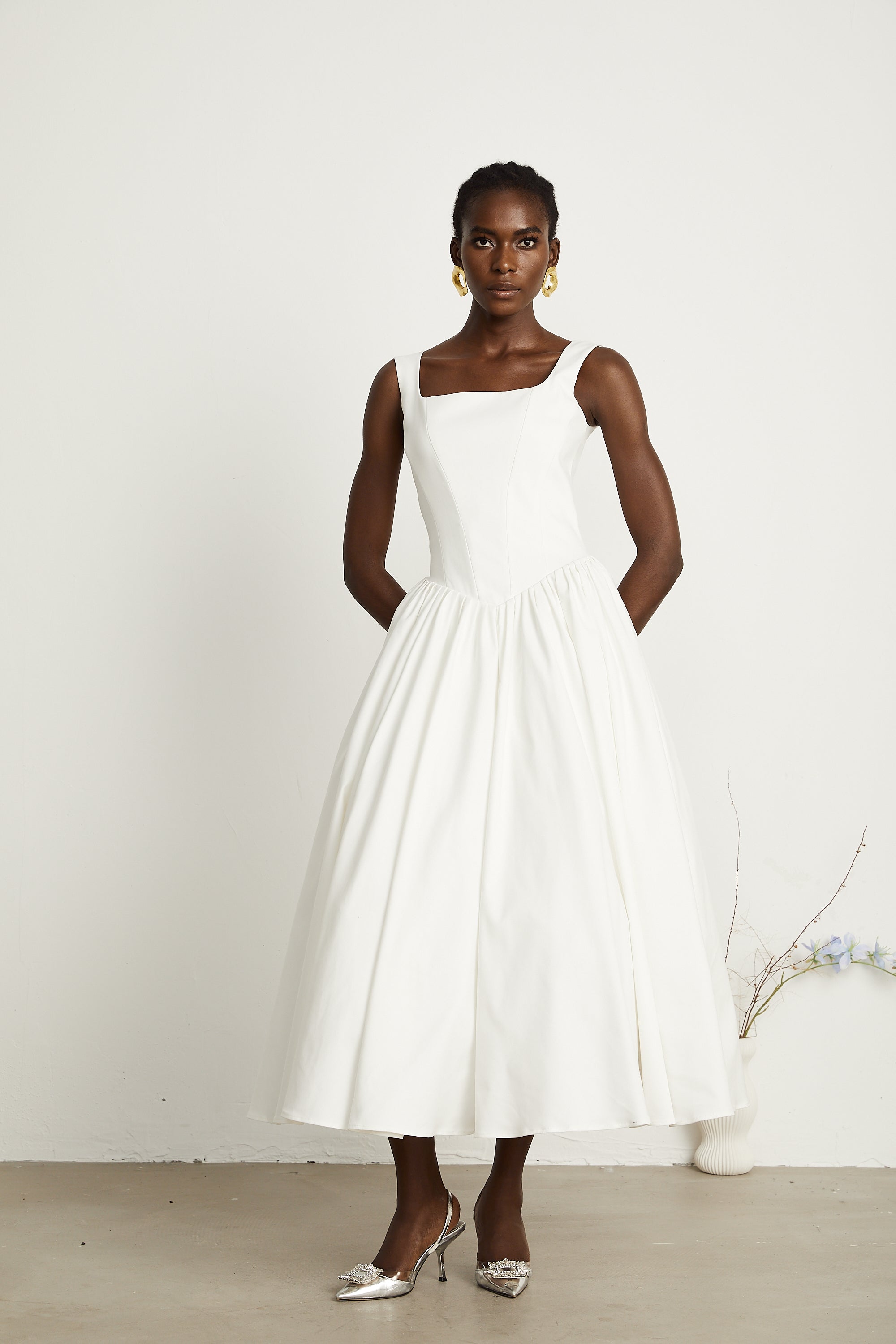 Sadie pileli korse maksi elbise