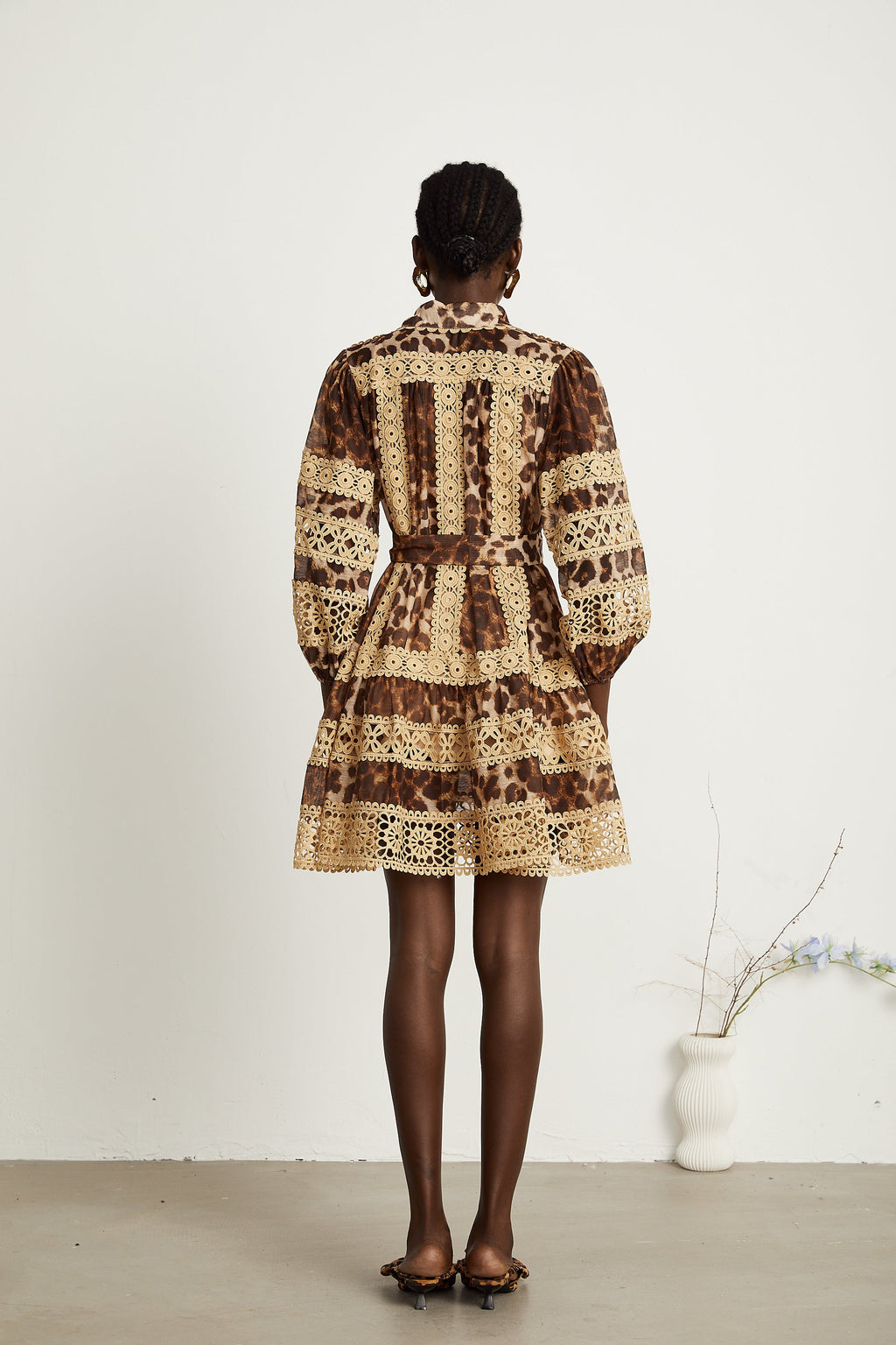 Léonor leopar mini elbise