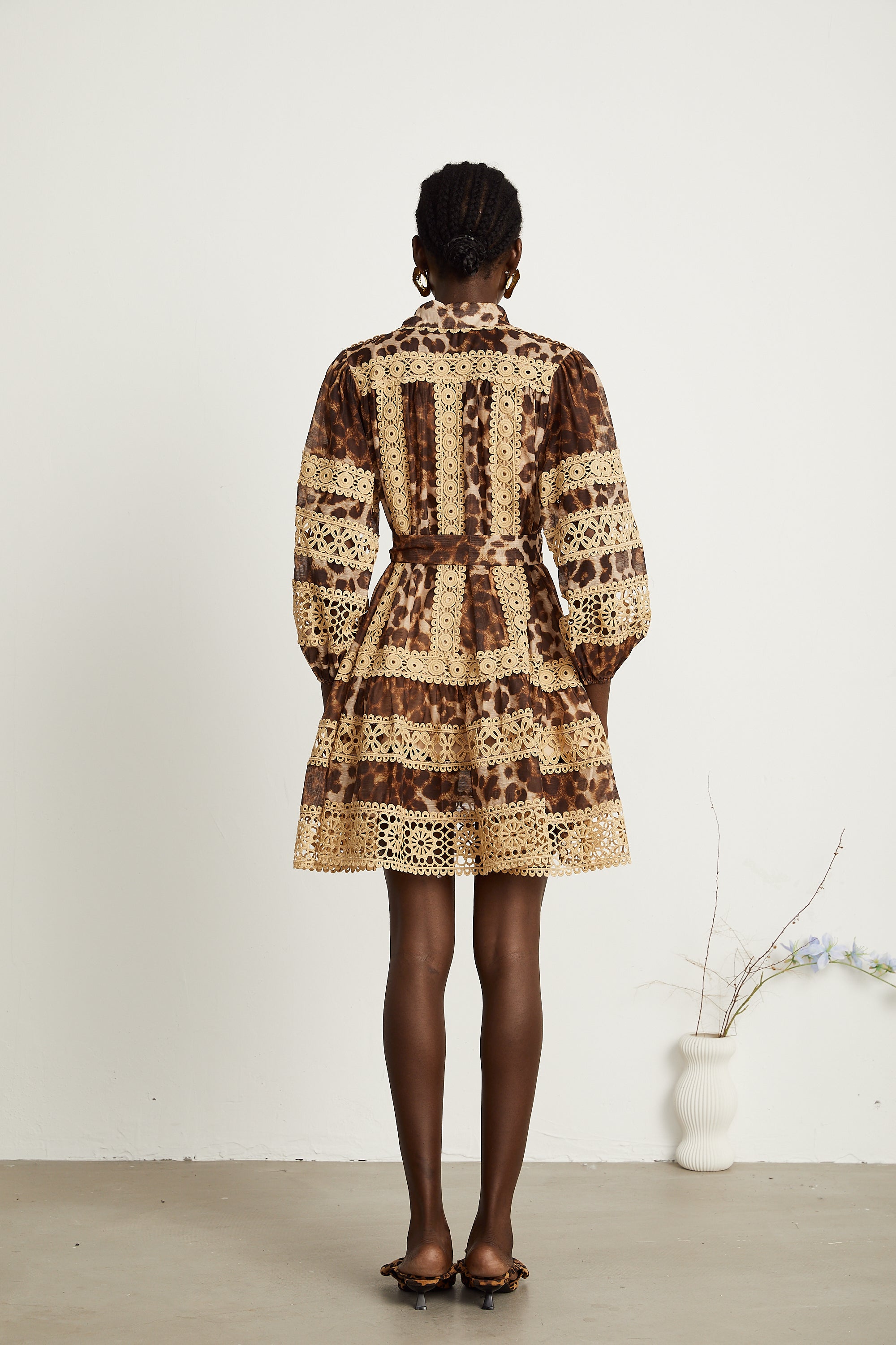 Léonor leopar mini elbise