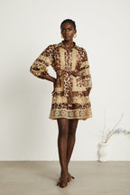 Léonor leopar mini elbise