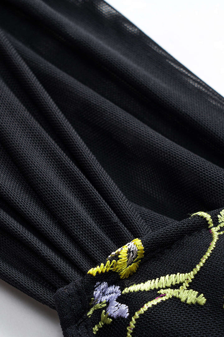 Ağ Mesh Nakışlı Büstiyer