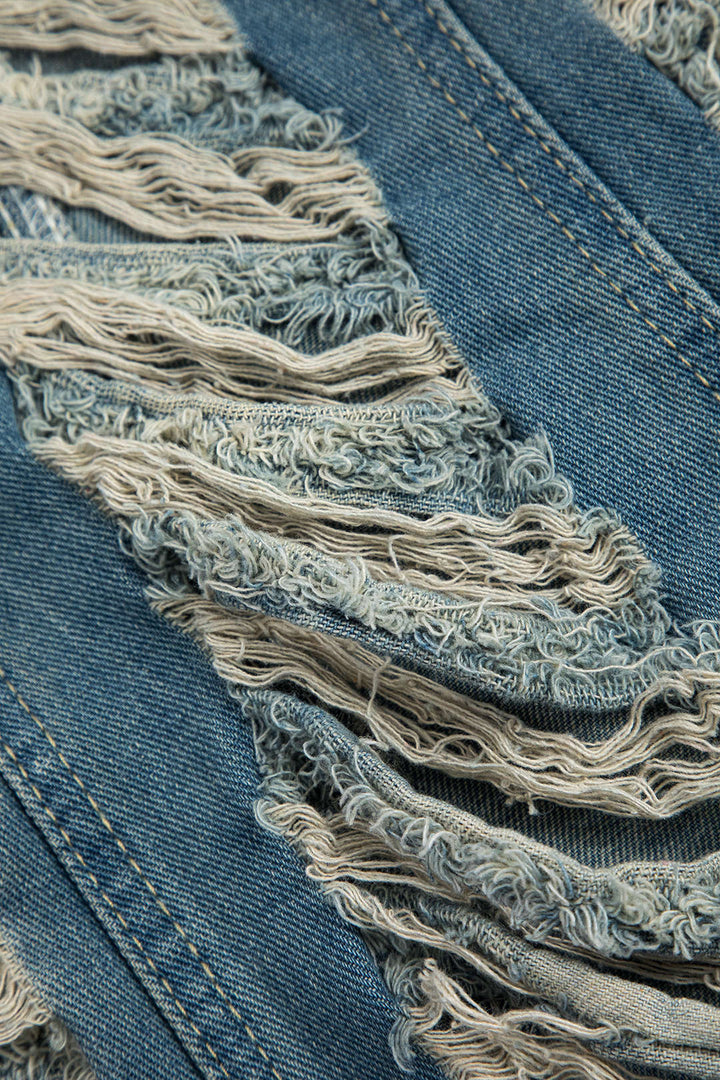 Straplez Denim mini Elbise