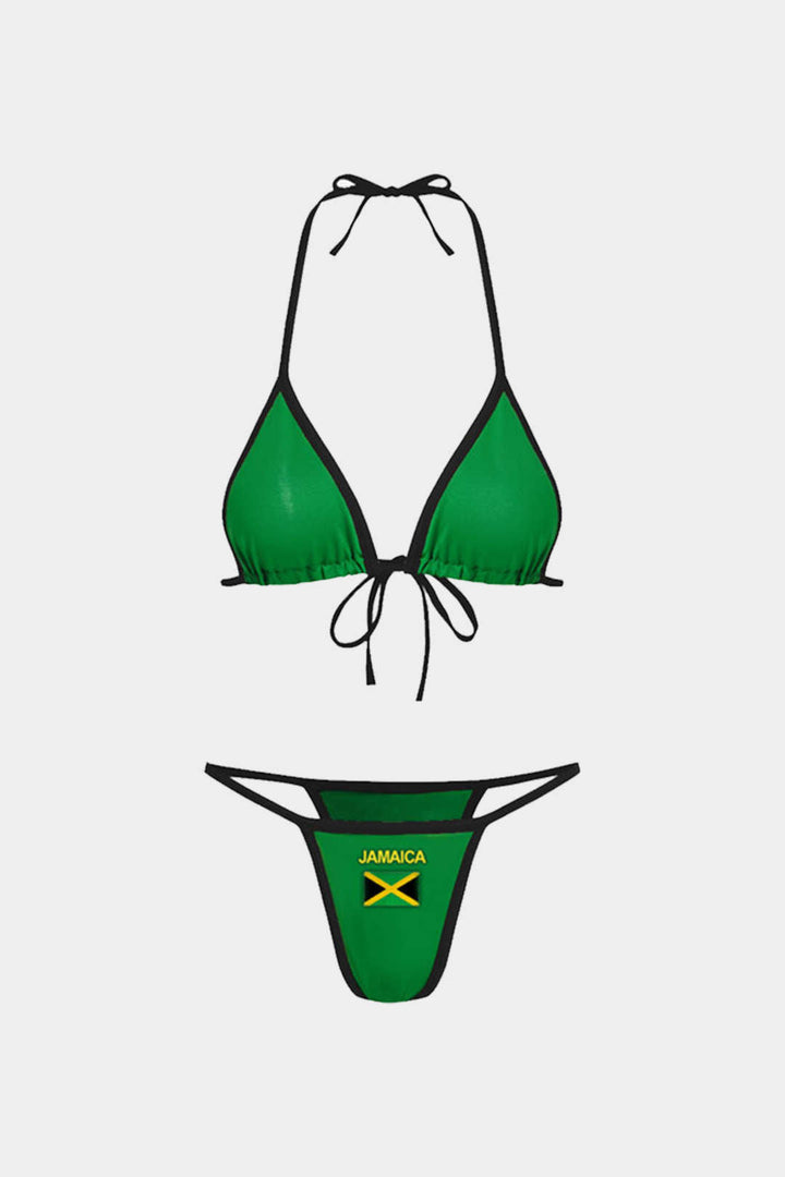 Nakışlı Kontrast Bikini Takımı
