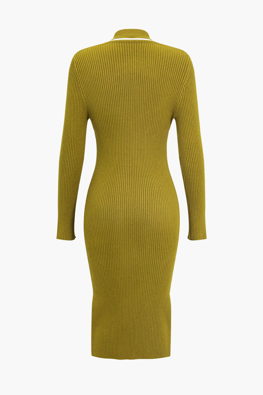 Temel Katı Çapraz Uzun Kollu Kazak Midi Elbise