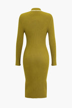 Temel Katı Çapraz Uzun Kollu Kazak Midi Elbise