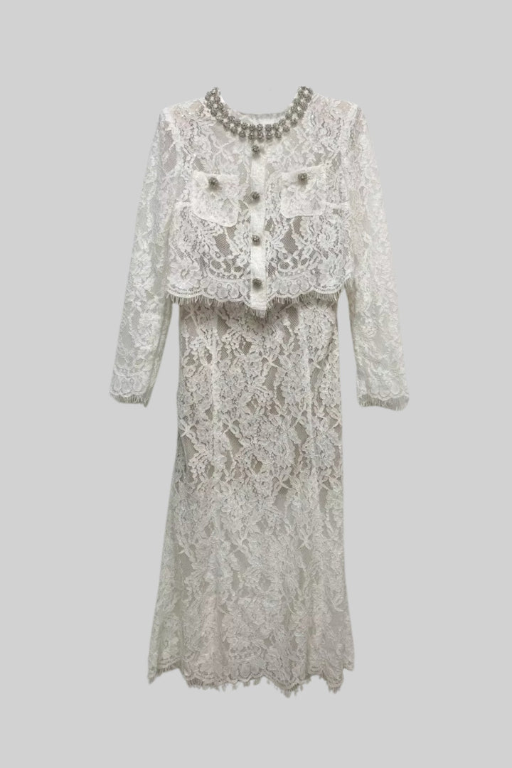 Midi Etekli Dantel Takım