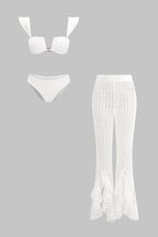 Fırfırlı Üç Parça Bikini ve pantolon takımı