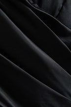 Saten Düğmeli Cep Detaylı Straplez Mini Elbise