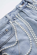 Denim Yüksek Bel Şort
