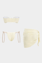 Metalik Aksesuarlı Bağlamalı Üç Parça Bikini Takımı