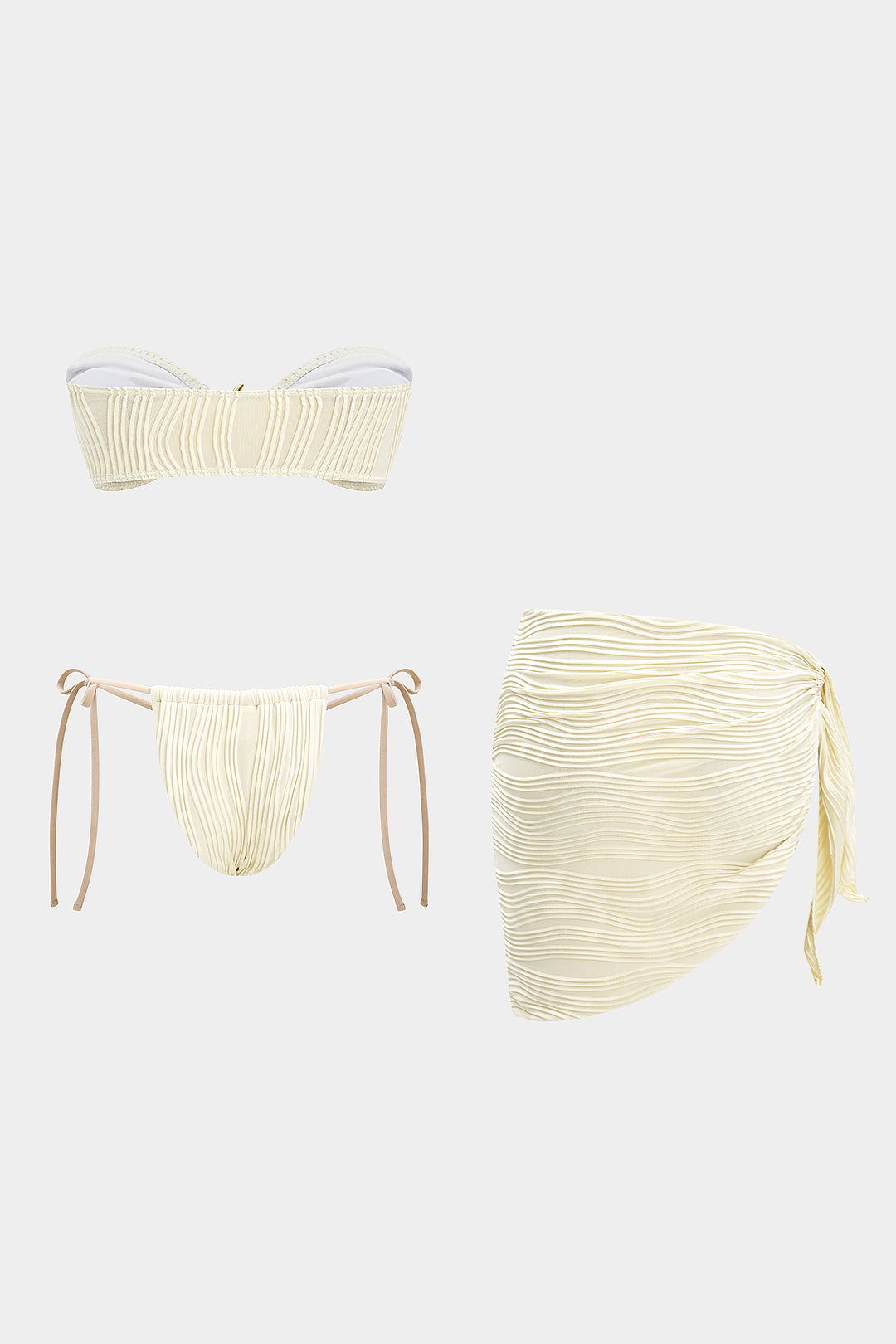 Metalik Aksesuarlı Bağlamalı Üç Parça Bikini Takımı