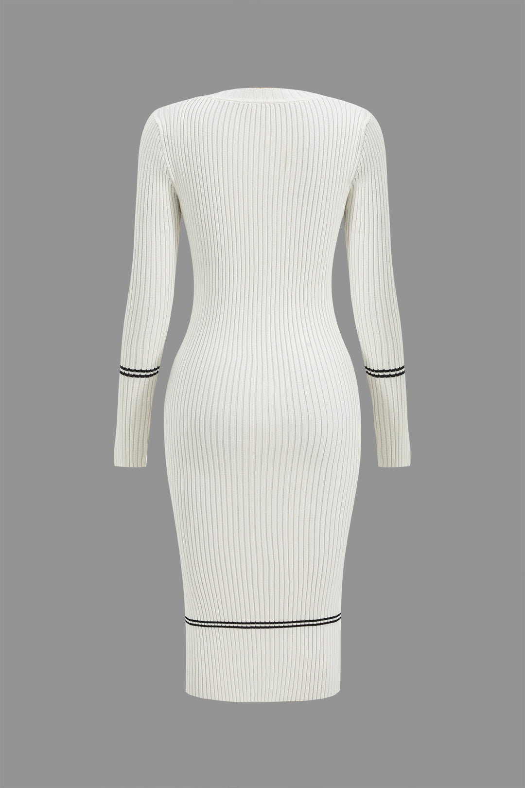 Düğmeli Örgü Bağlamalı Cep Kazak midi Elbise