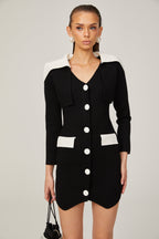 Enora kontrast mini elbise