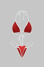 Nakışlı Kontrast Bikini Takımı